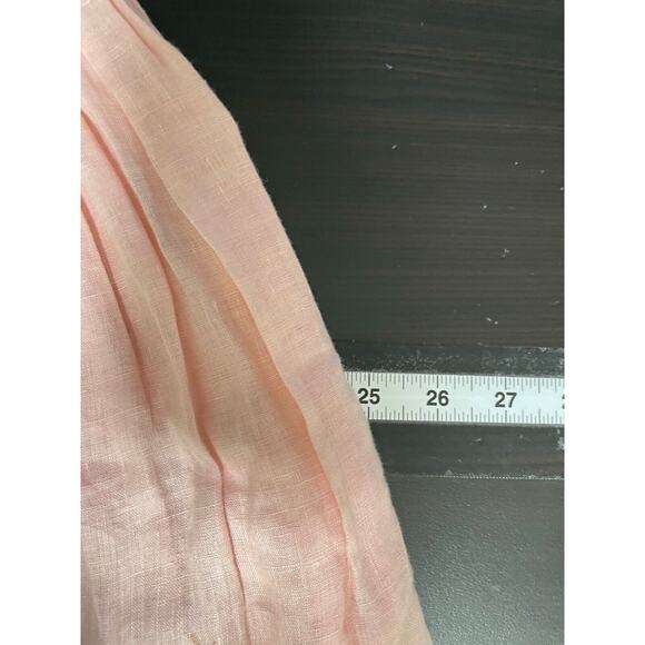 Vintage St. Simon Womens Dress Sz 12 Pink Linen Pleated Cottagecore Prairie FLAW - Picture 10 of 14